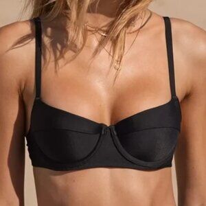 Aerie Lightly Lined Underwired Black Bikini Top Size 32DDD New